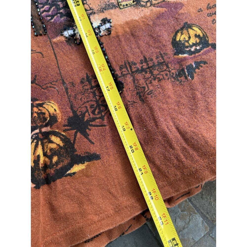 Vtg Y2K Halloween Shirt Jane Ashley Witch Goth Spiders Sequin 1X XL Pumpkin - Picture 7 of 9